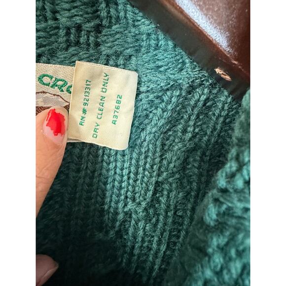 Aran Crafts Merino Wool Green Cable Knit Fisherman Ireland Cardigan Women's XL - Picture 10 of 11